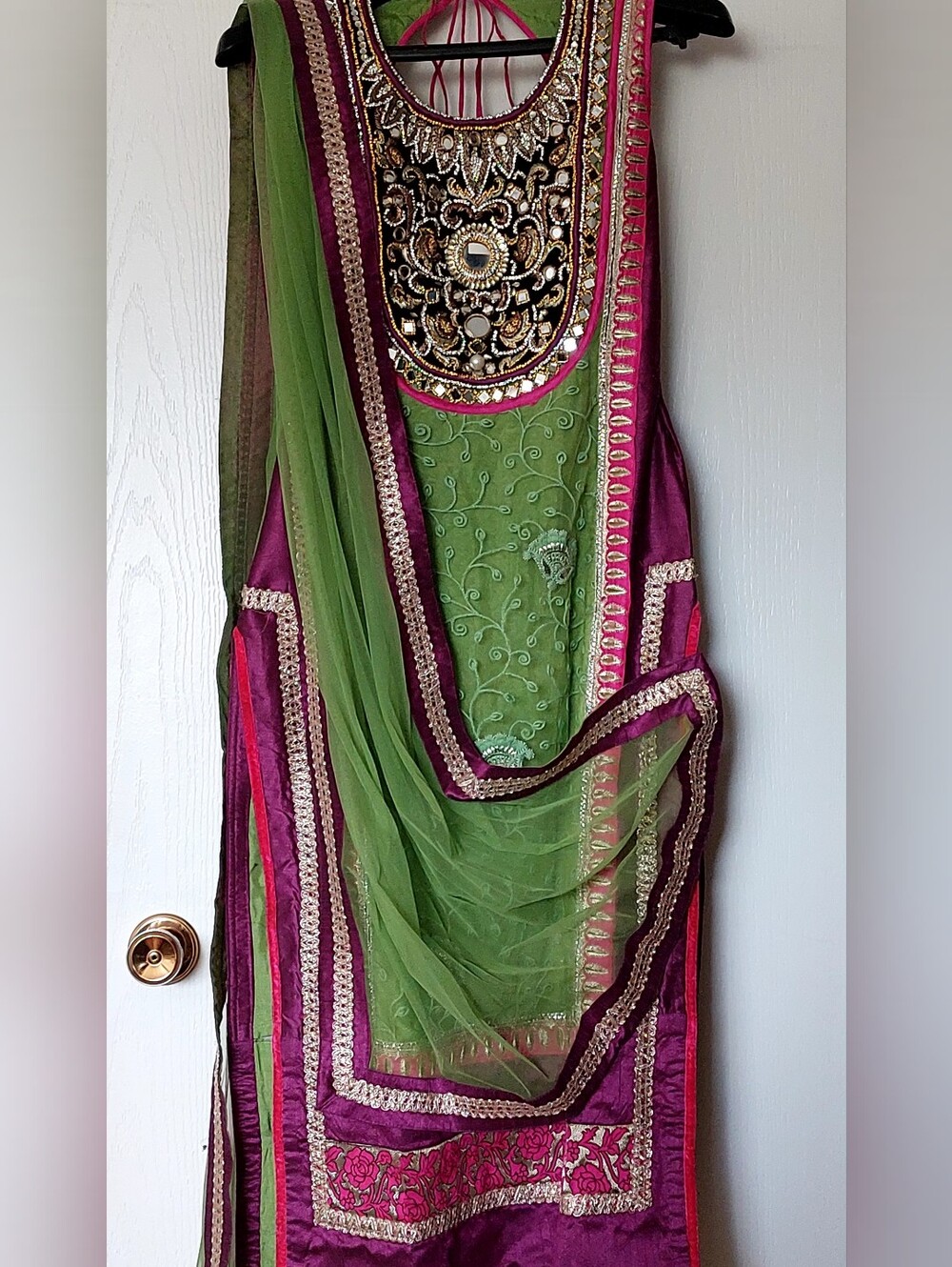 Beautiful green and purple Traditional Outfit